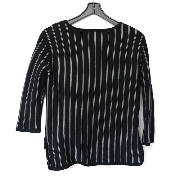 Rag&Bone Navy/White Striped 3/4 Sleeve Cotton Blend Sweater sz M - Picture 5 of 6